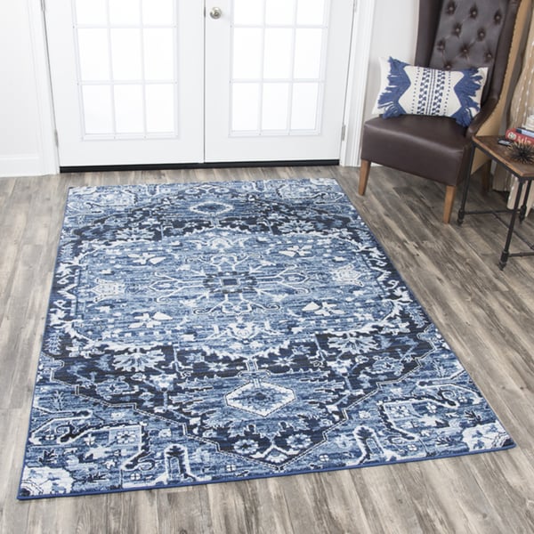 Rizzy Home Panache Blue Didstressed Floral Medallion Area Rug 710 X 1010 710 X 1010