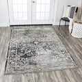 Panache Central Medallion Scrollwork Taupe Distressed Area Rug 710 X 1010 710 X 1010