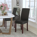 Porch Den Ashton Leather And Mahogany Parsons Dining Chair