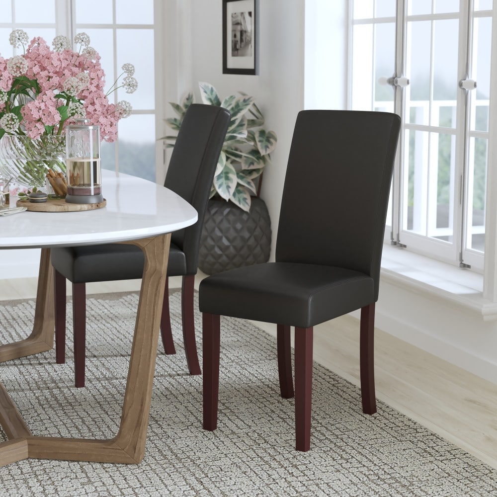 Porch Den Ashton Leather And Mahogany Parsons Dining Chair