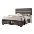 Panel Design Eastern King Bed With Silver Accents And Bracket Feet Gray