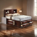 Panel Design Eastern King Size Bed With Bookcase And Drawers Brown