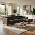 Panie Sectional Sofa Adjustable Headrests Gray Fabric 125 Inch