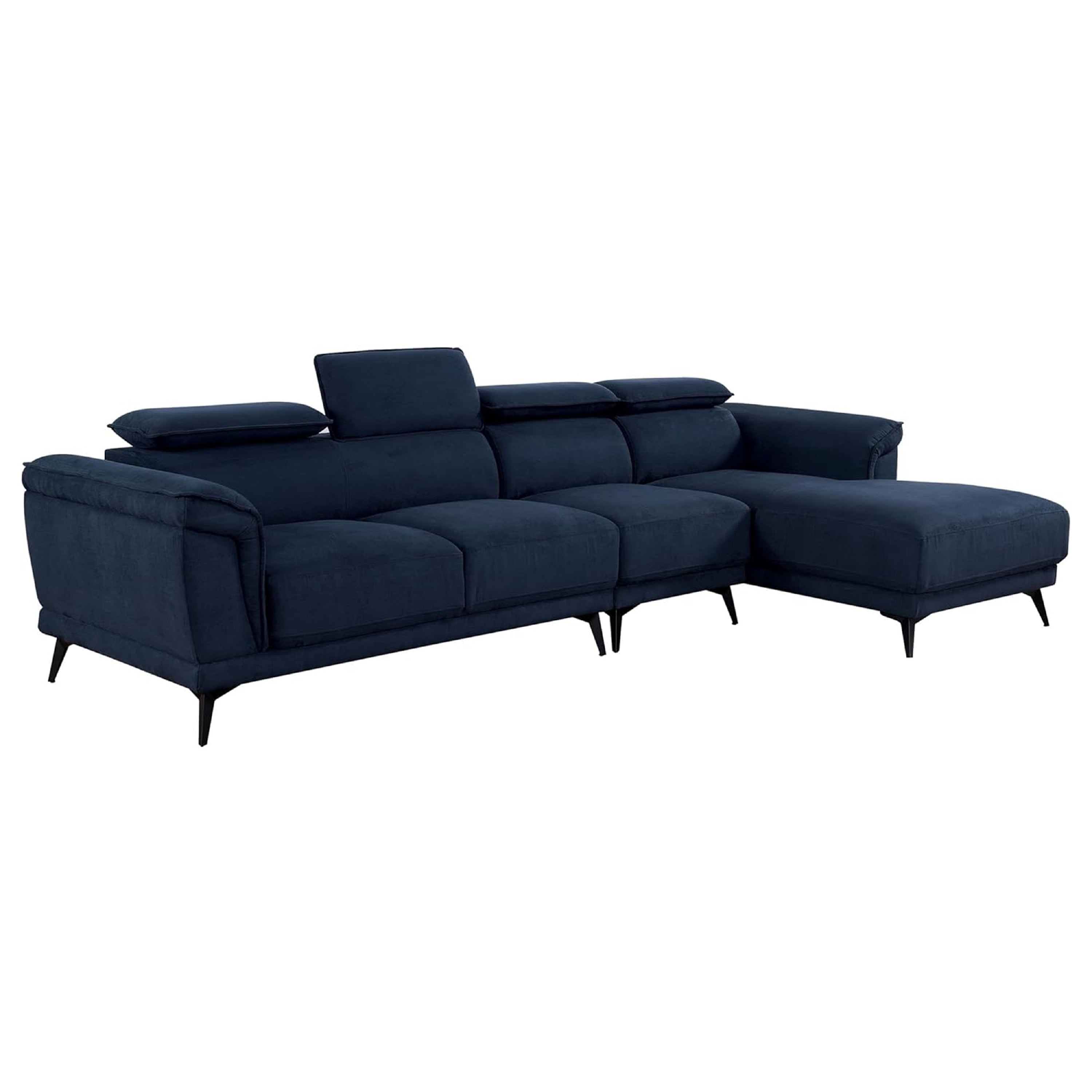 Panie Sectional Sofa Adjustable Headrests Navy Blue 99 Inch