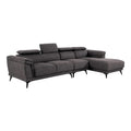 Panie Sectional Sofa Adjustable Headrests Right Chaise Gray Fabric 99 Inch