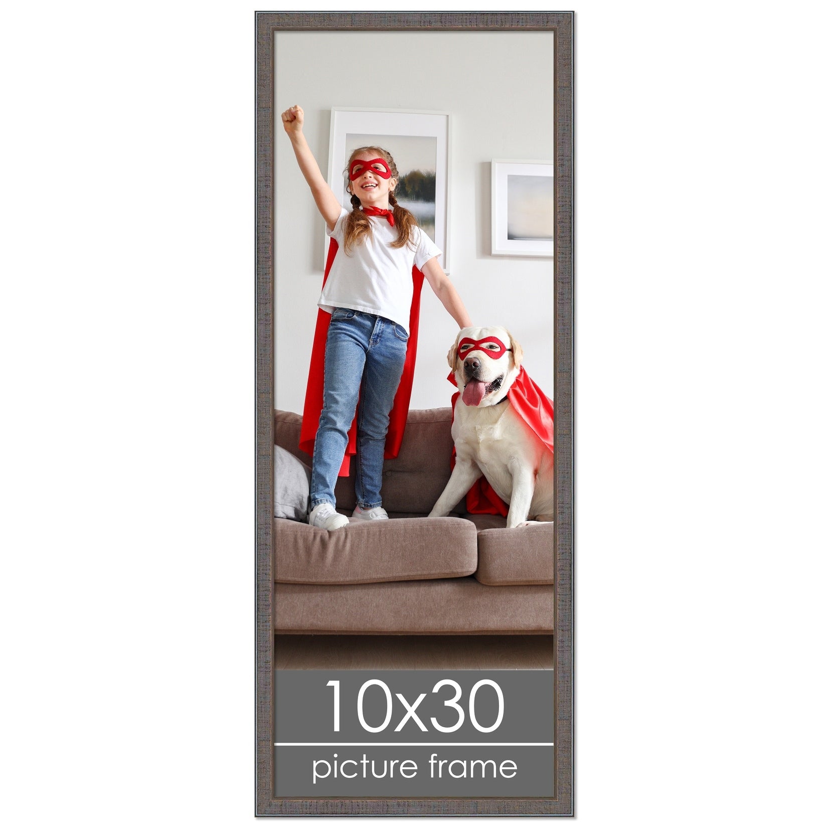 Panoramic Textured Grey Picture Frame Uv Acrylic Foam Board Backing Hanging Hardware