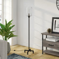 Pantheo Industrial Farmhouse Metal Floor Lamp With Seeded Glass Shade