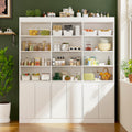 Pantry Large White Storage Cabinet 5 Door Bottom Cabinets Open Display Shelving For Kitchen Or Living Room