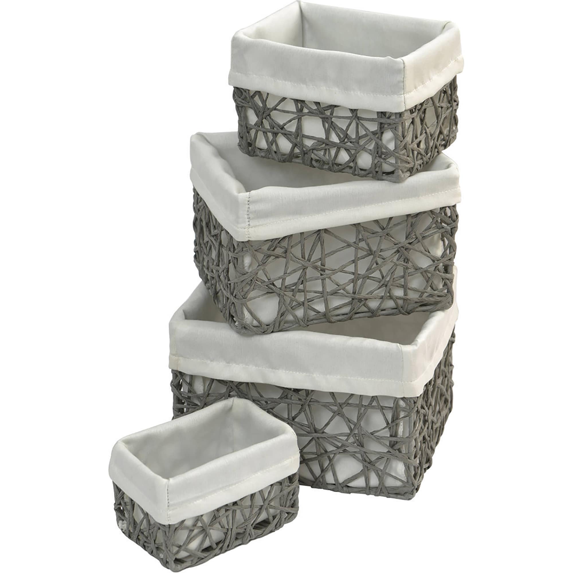 Evideco Paper Rope Storage Utilities Shelf Baskets Set Of 4