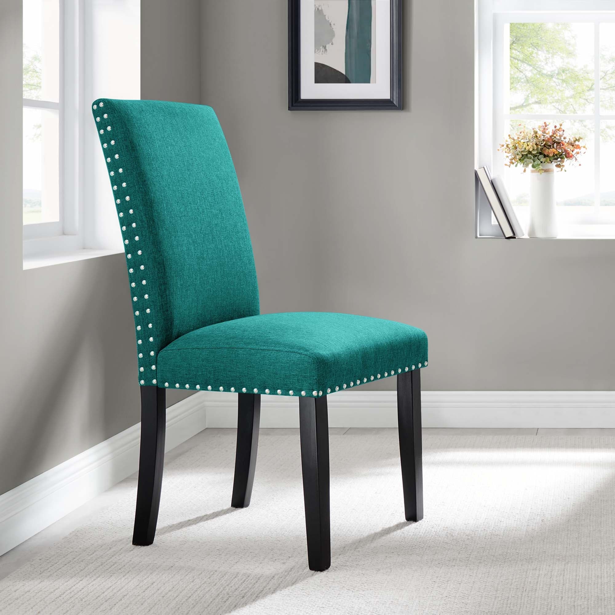 Porch Den Felix Upholstered Grey And Beige Dining Chair
