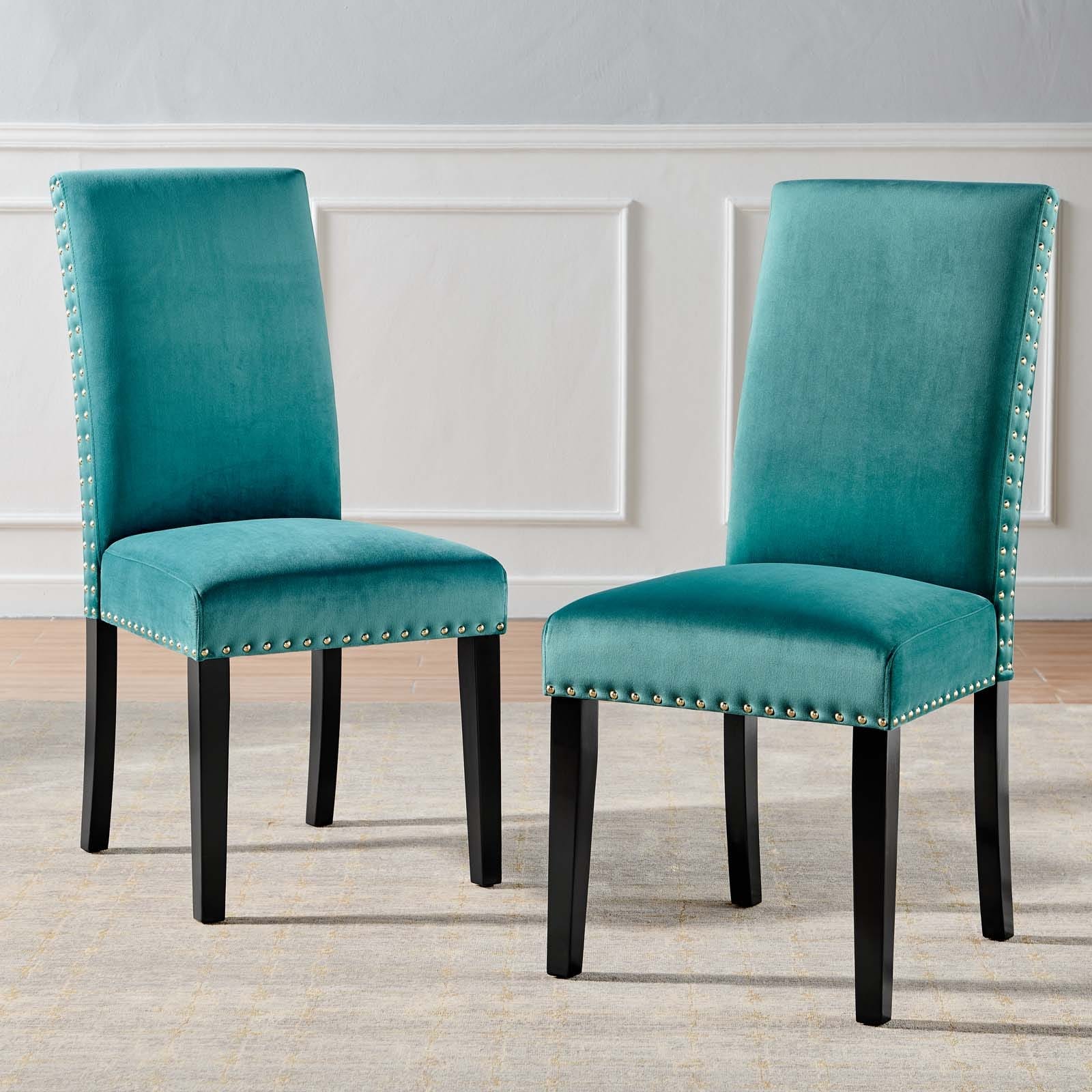 Silver Orchid Lind Velvet Nailhead Trim Dining Side Chairs Set Of 2