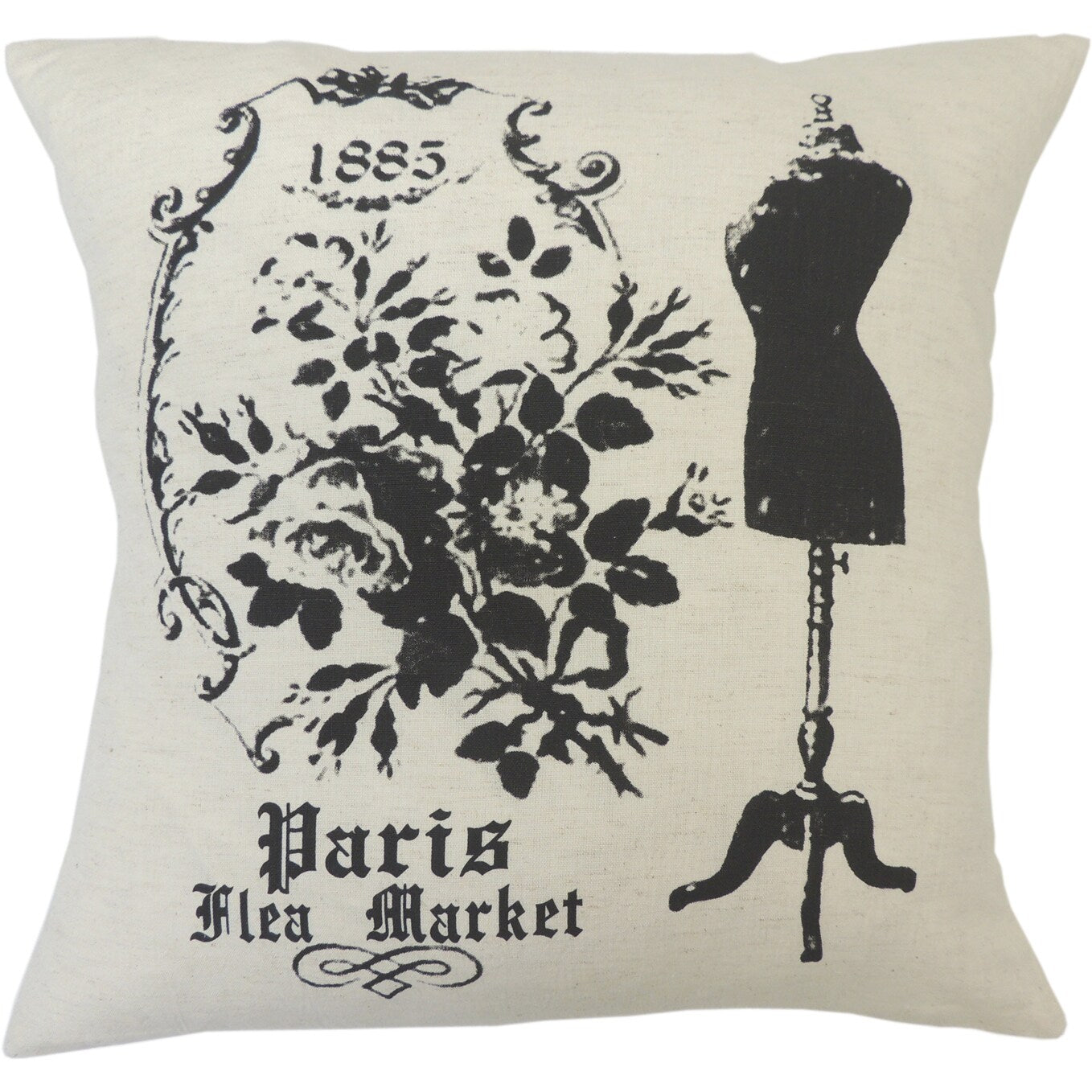 Paris Flea Market Decorative Throw Pillow
