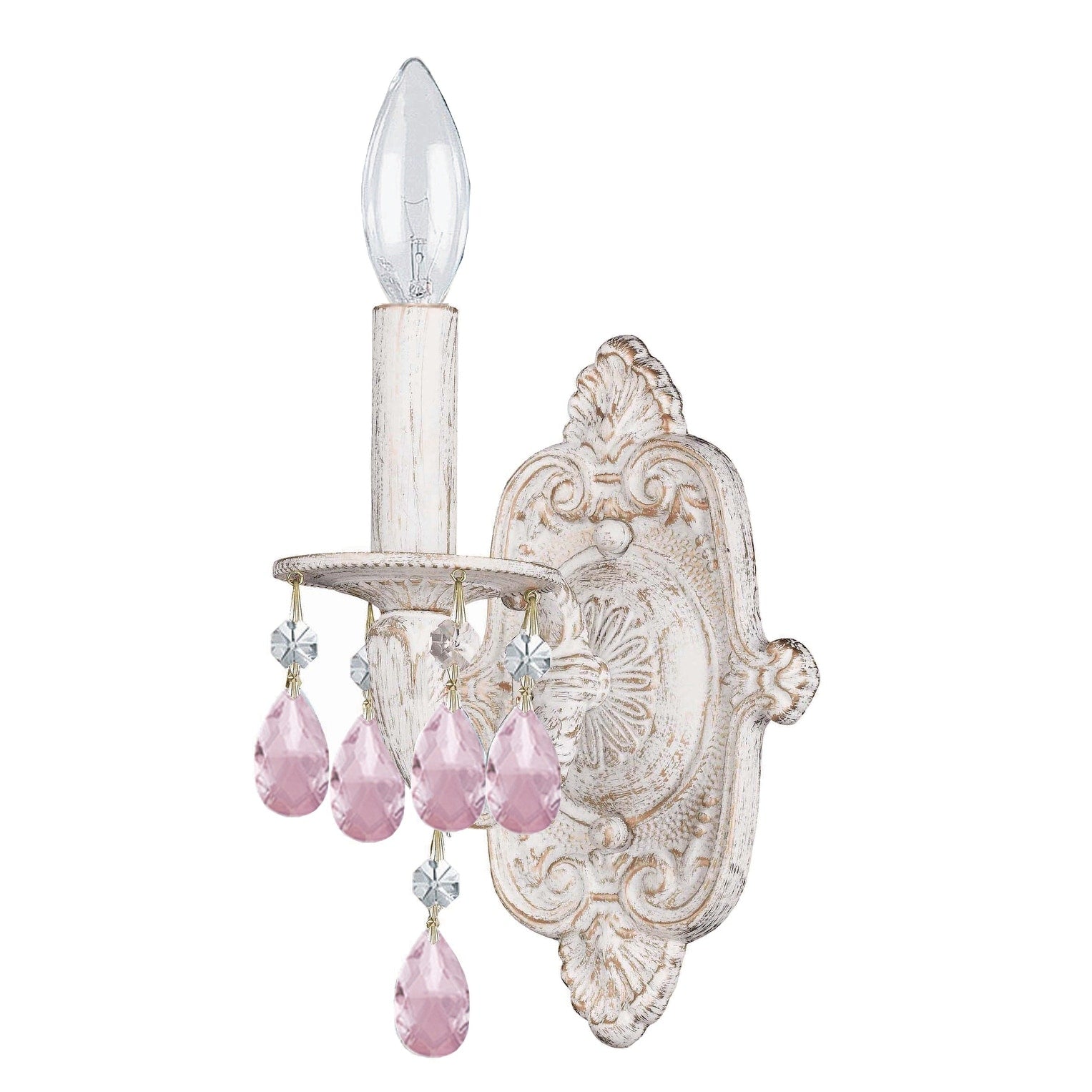 Paris Market 1 Light Rose Crystal White Sconce 6.25 W X 9.5 H X 6.25 D