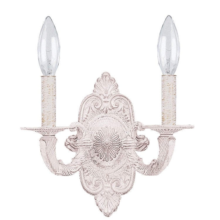 Crystorama Paris Market Collection 2 Light Antique White Wall Sconce