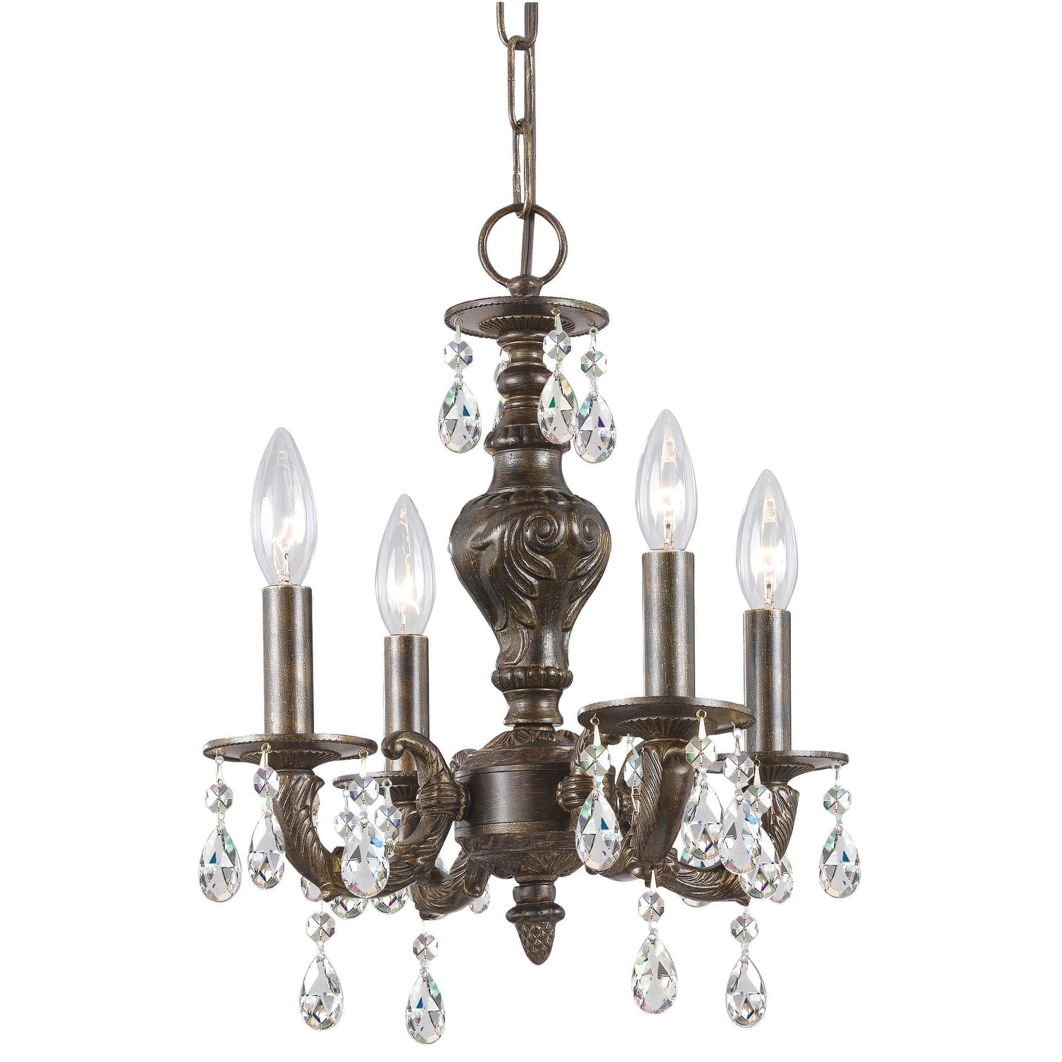 Sutton 4 Light Venetian Bronze Crystal Chandelier