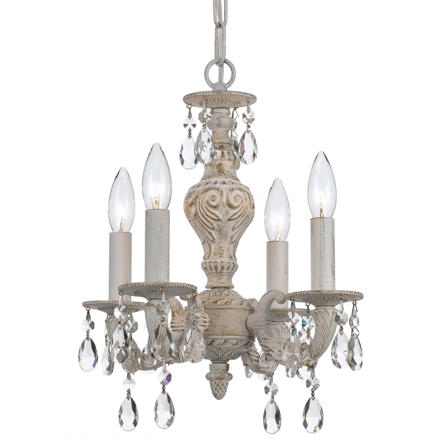 Paris Market 4 Light Antique White Swarovski Strass Crystal Mini Chandelier