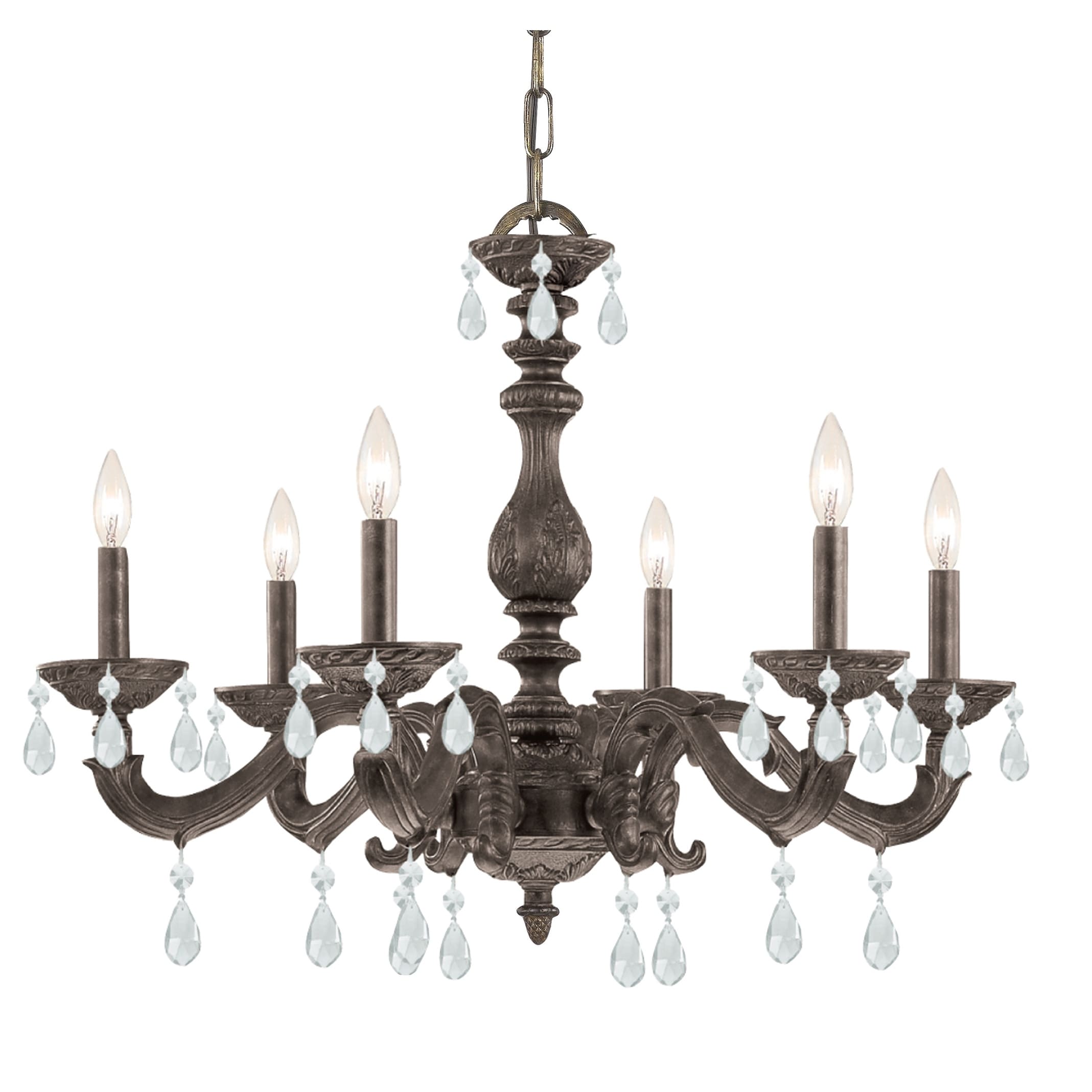 Crystorama Paris Market Collection 6 Light Venetian Bronze Crystal Chandelier