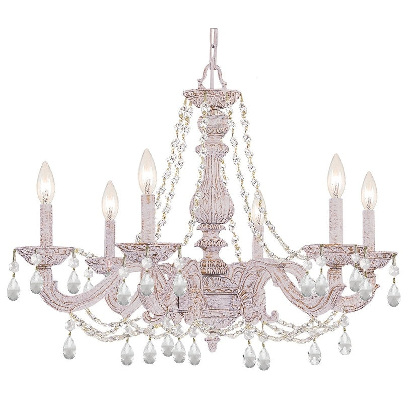 Paris Market 6 Light Antique White Swarovski Strass Crystal Chandelier