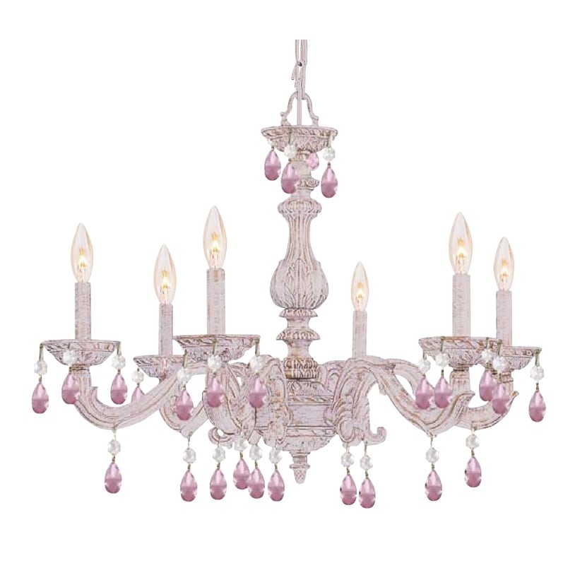 Crystorama Paris Market Collection 6 Light Antique White Rose Crystal Chandelier