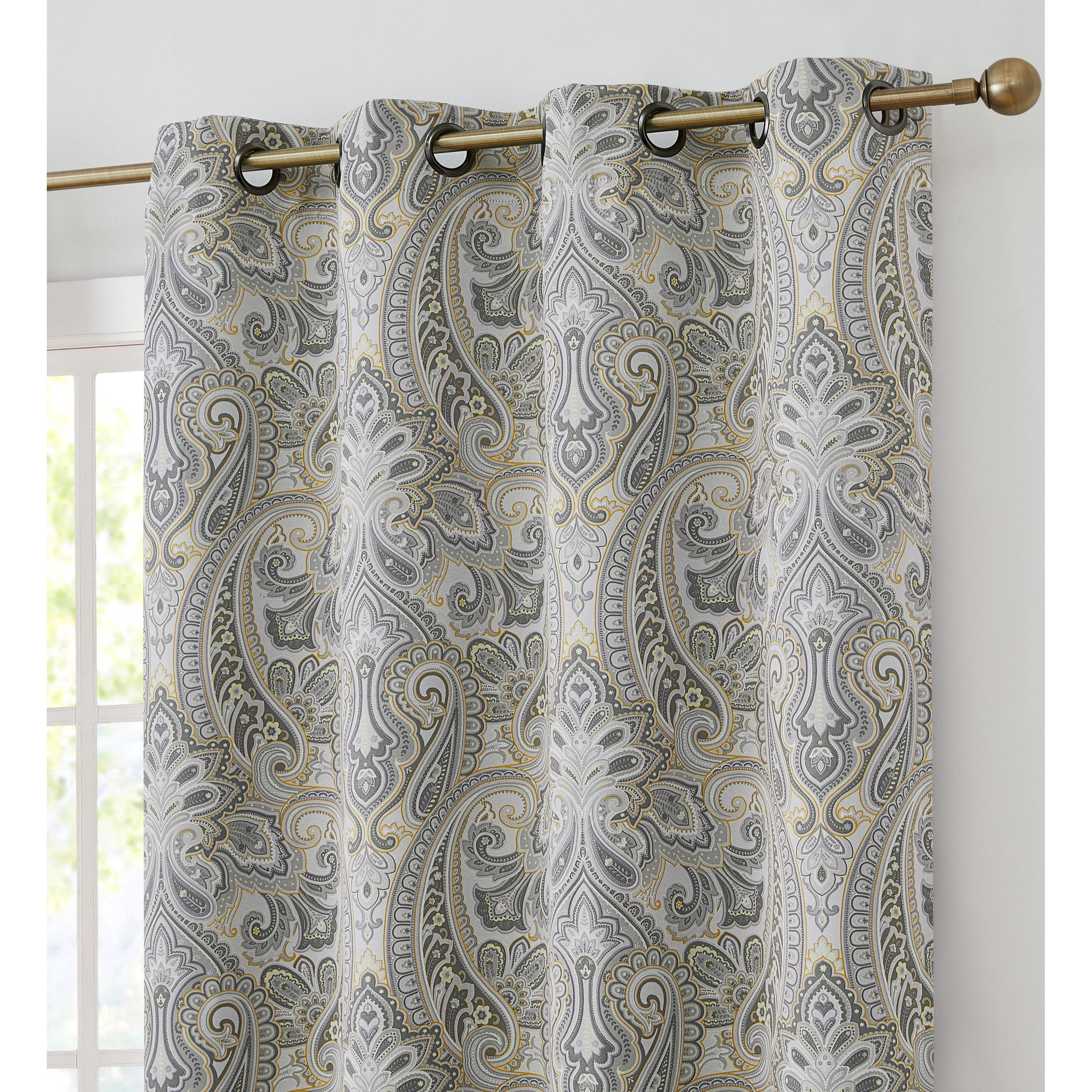 Paris Paisley Print Thermal Insulated Energy Efficient Room Darkening Blackout Grommet Window Curtain Panels Pair