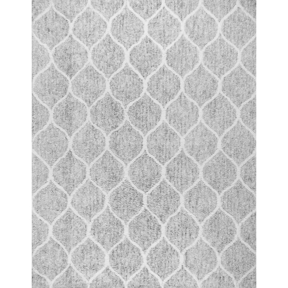 Paris Shag Hand Woven Silver Microfiber Cotton Rug 8 0 X 10 0 8 X 10