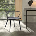 Parisa High Back Steel Framed Side Chair In Black Powder Coated Finish And Black Brushed Wood
