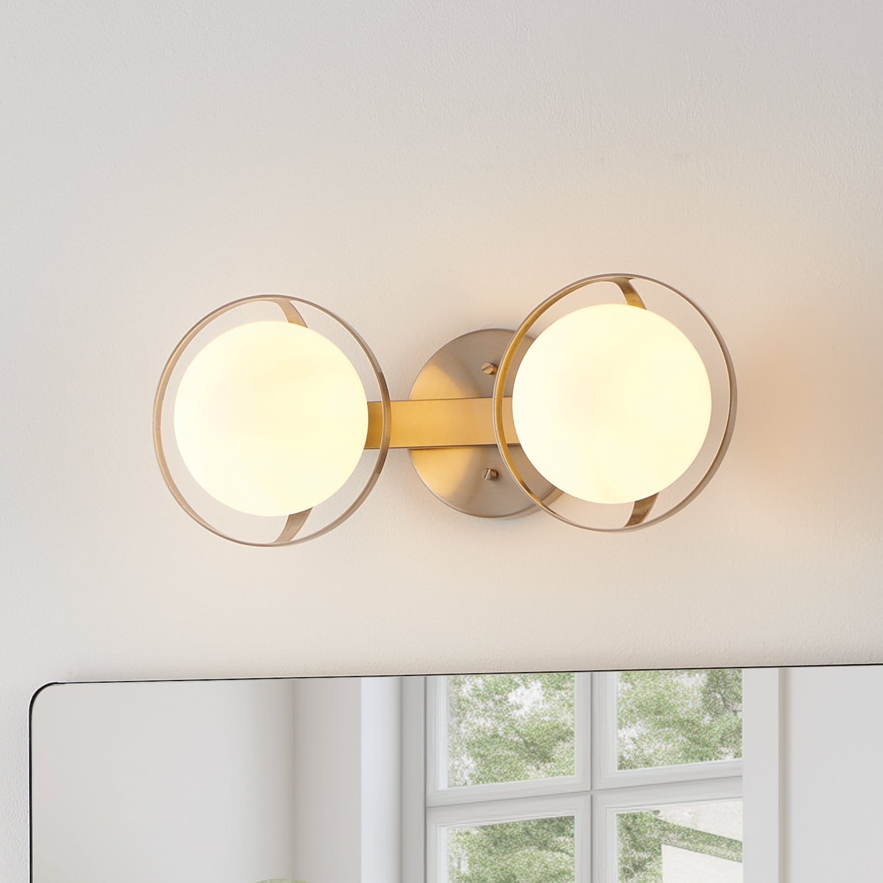 Parker 16 Inch 2 Light Brushed Nickel Vanity Light With Etched Opal Glass Shades