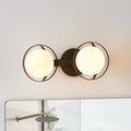 Parker 16 Inch 2 Light Matte Black Vanity Light With Etched Opal Glass Shades