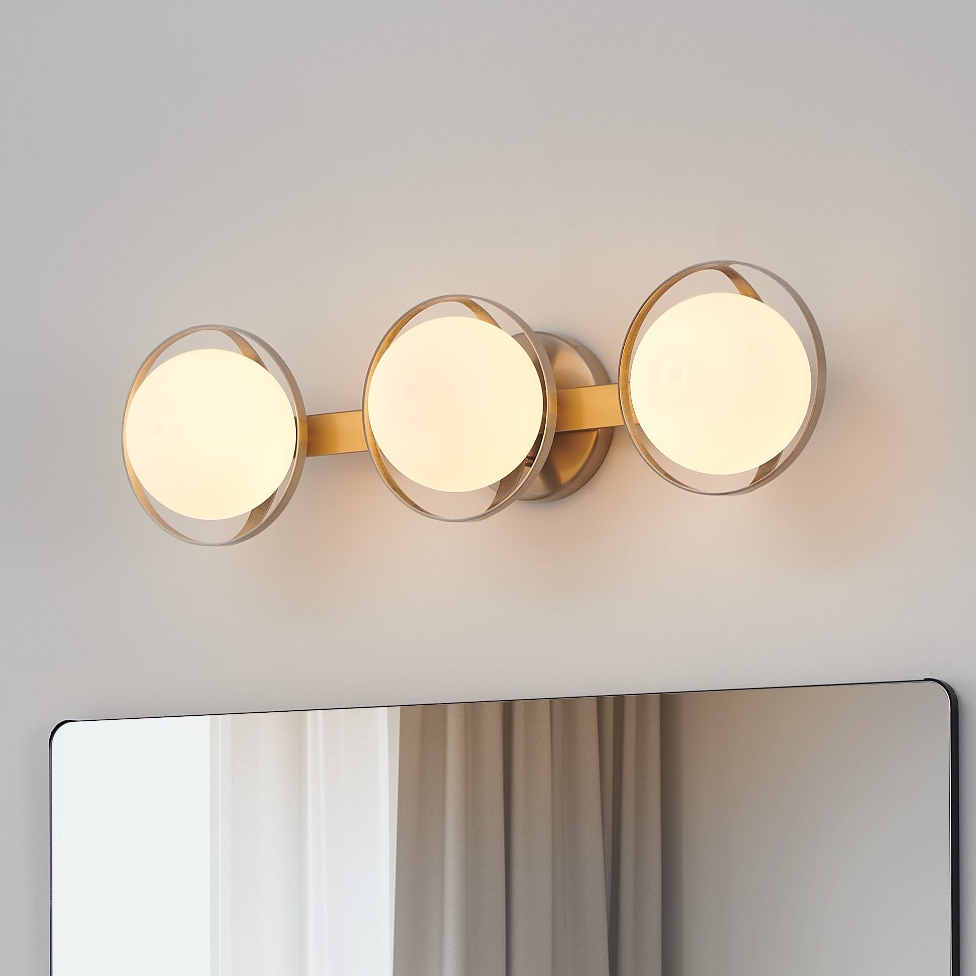 Parker 24 Inch 3 Light Brushed Nickel Vanity Light With Etched Opal Glass Shades