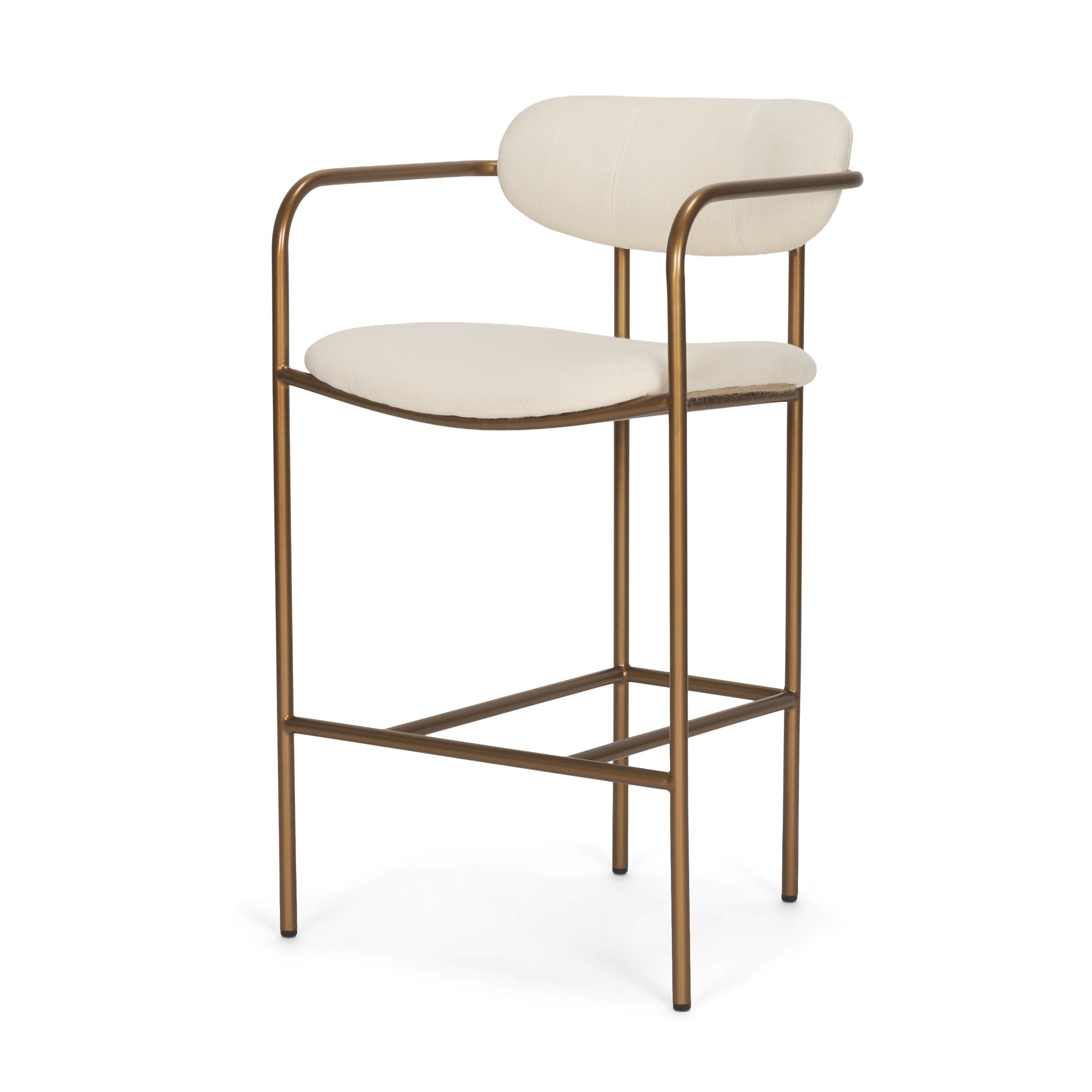Parker Cream Fabric Seat Gold Metal Counter Stool 21.3L X 21.5W X 36.5H