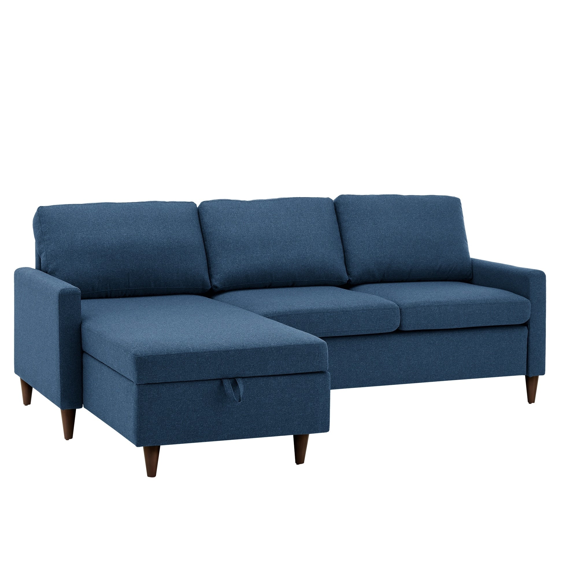 Parker Walnut Finish Fabric Sectional Sofa With Storage Chaise By Inspire Q Modern