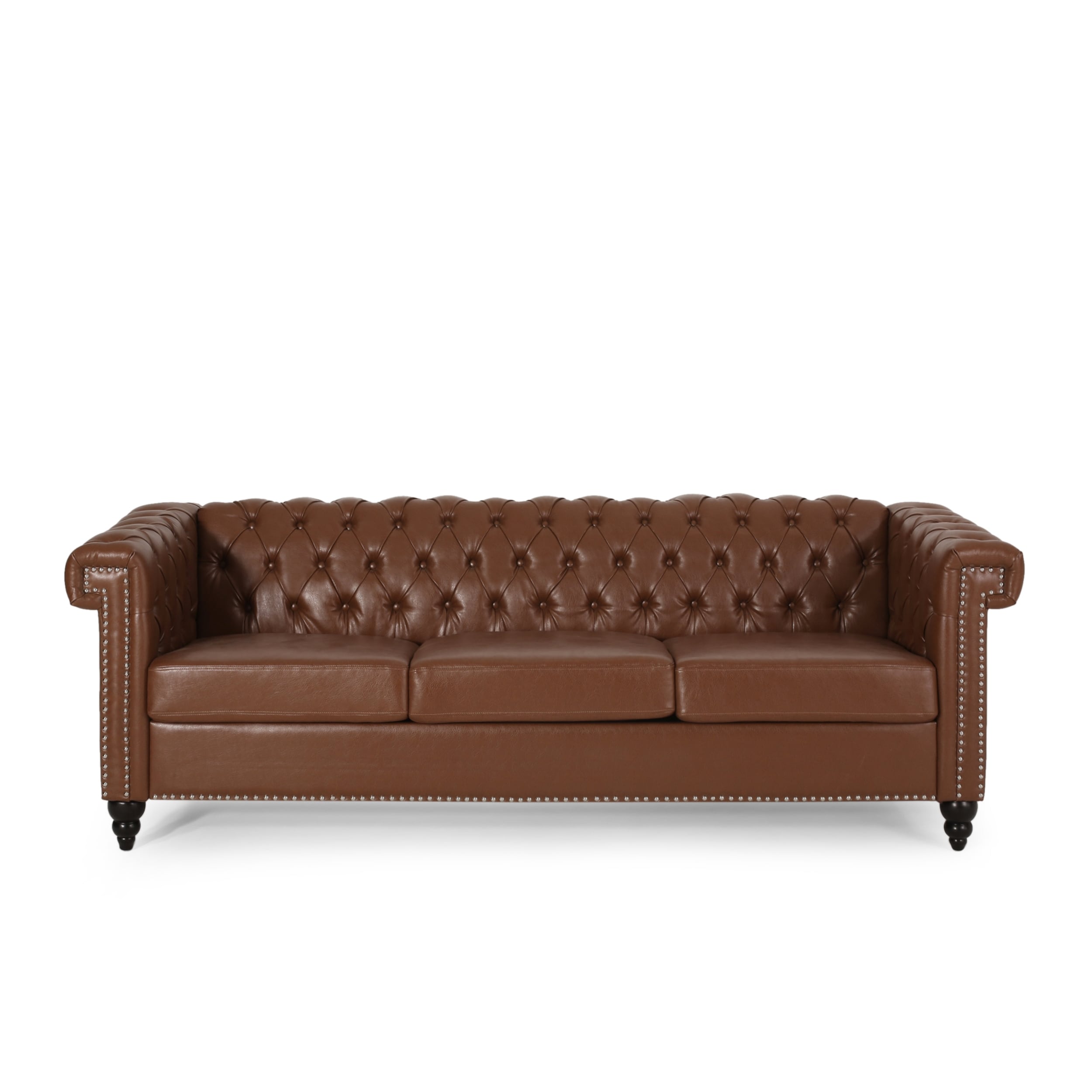 Parkhurst Tufted Chesterfield Faux Leather 3 Seater Sofa By Christopher Knight Home