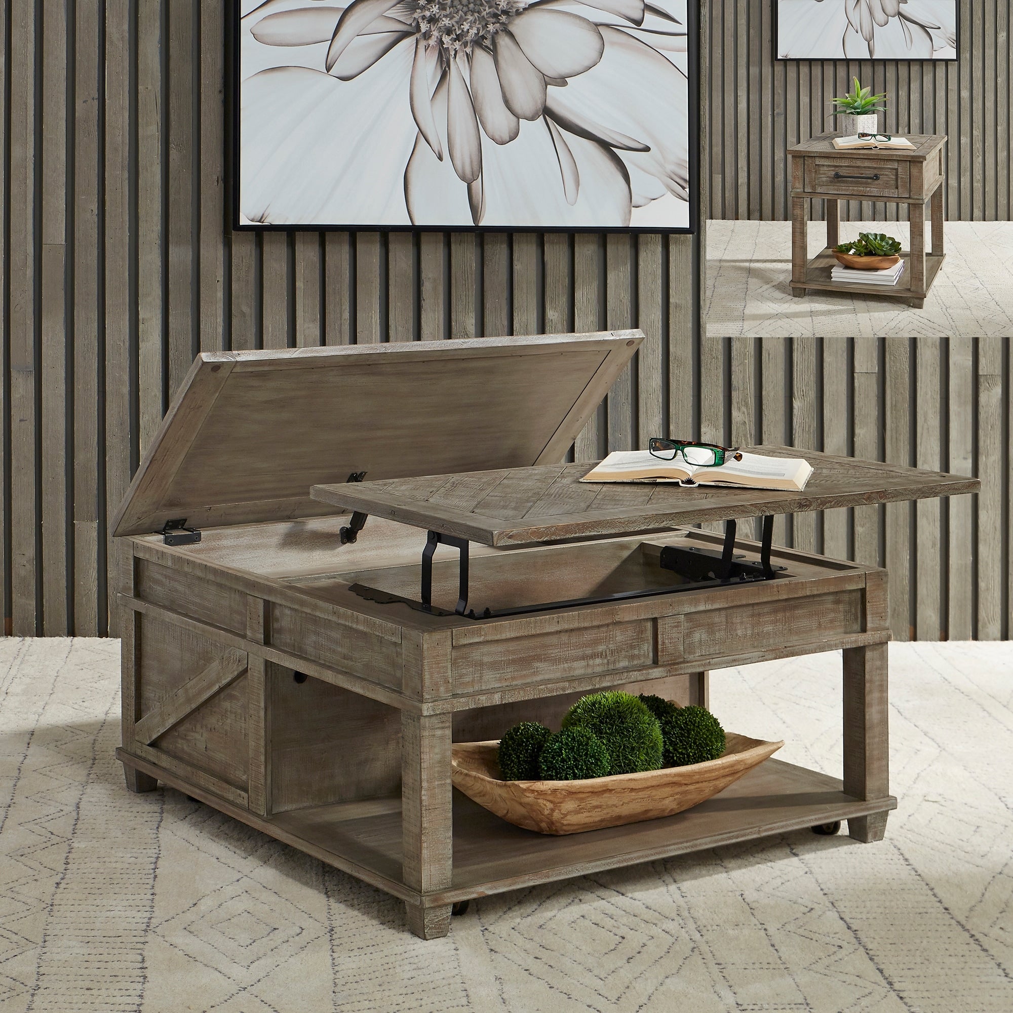 Parkland Falls Weathered Taupe Option 3 Piece Table Set