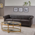 Parksley Tufted Chesterfield Faux Leather 3 Seater Sofa By Christopher Knight Home