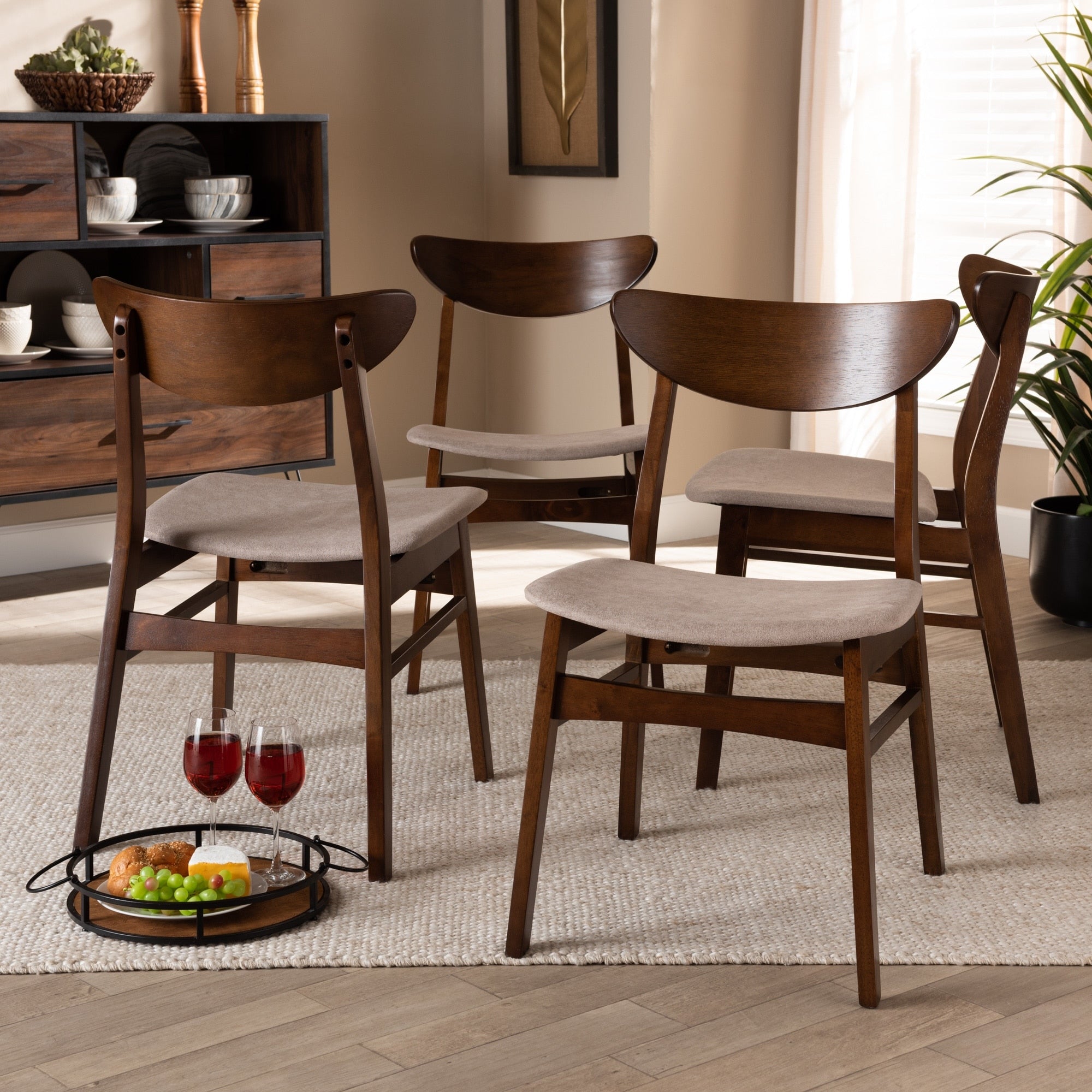 Parlin Mid Century Modern Transitional 4 Piece Dining Chair Set