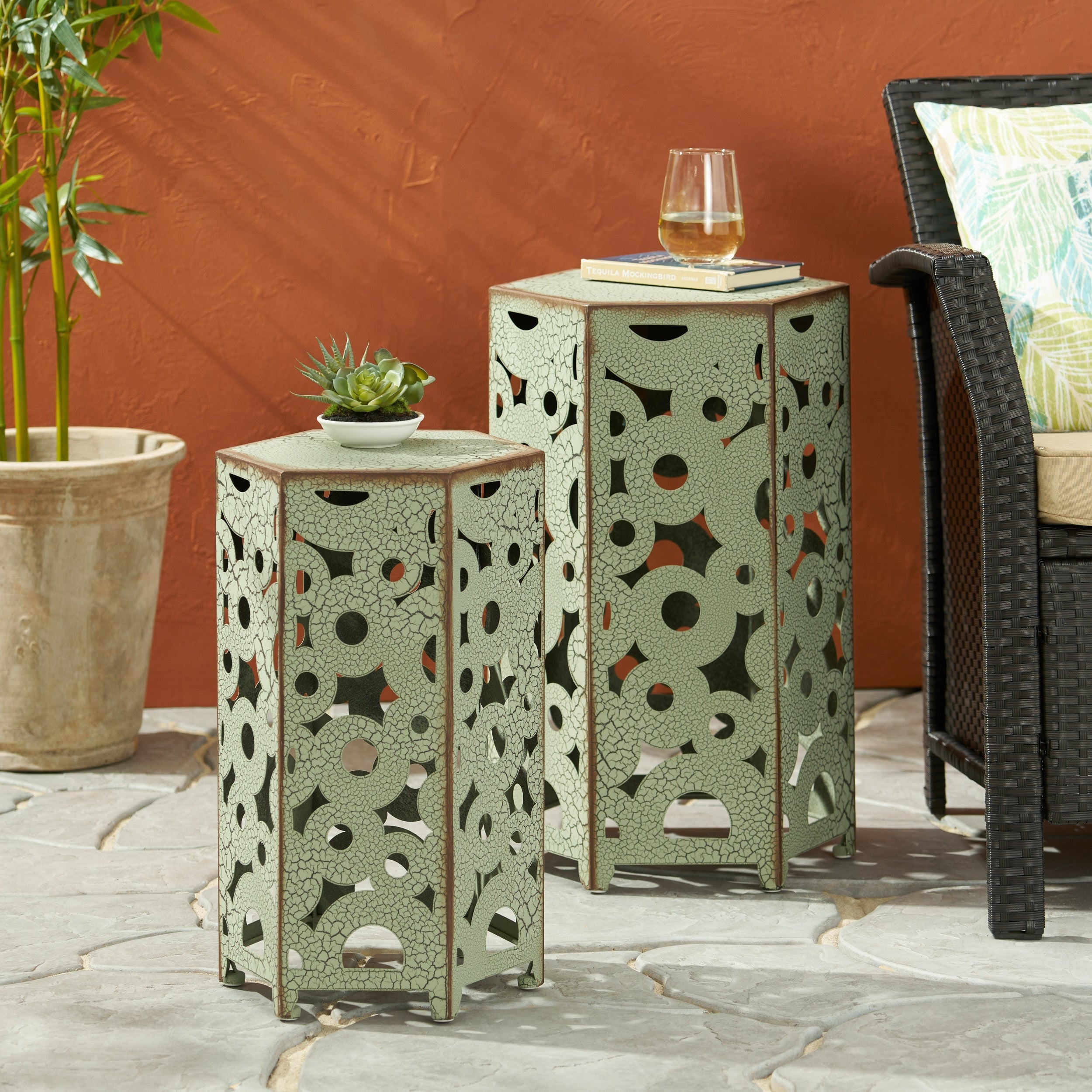Parrish Outdoor Antique Side Table By Christopher Knight Home Set Of 2