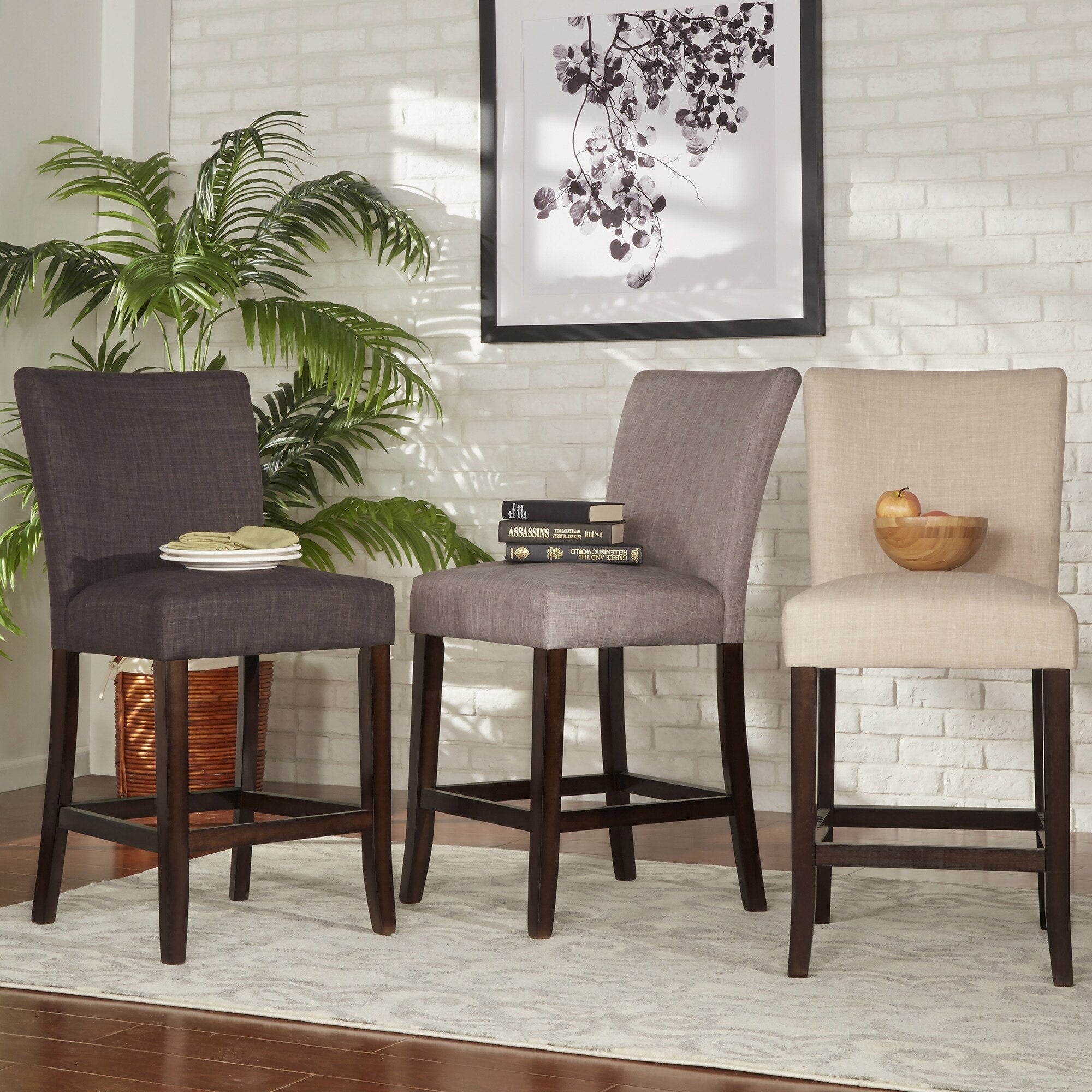 Parson Classic Linen Counter Height High Back Stools Set Of 2 By Inspire Q Bold