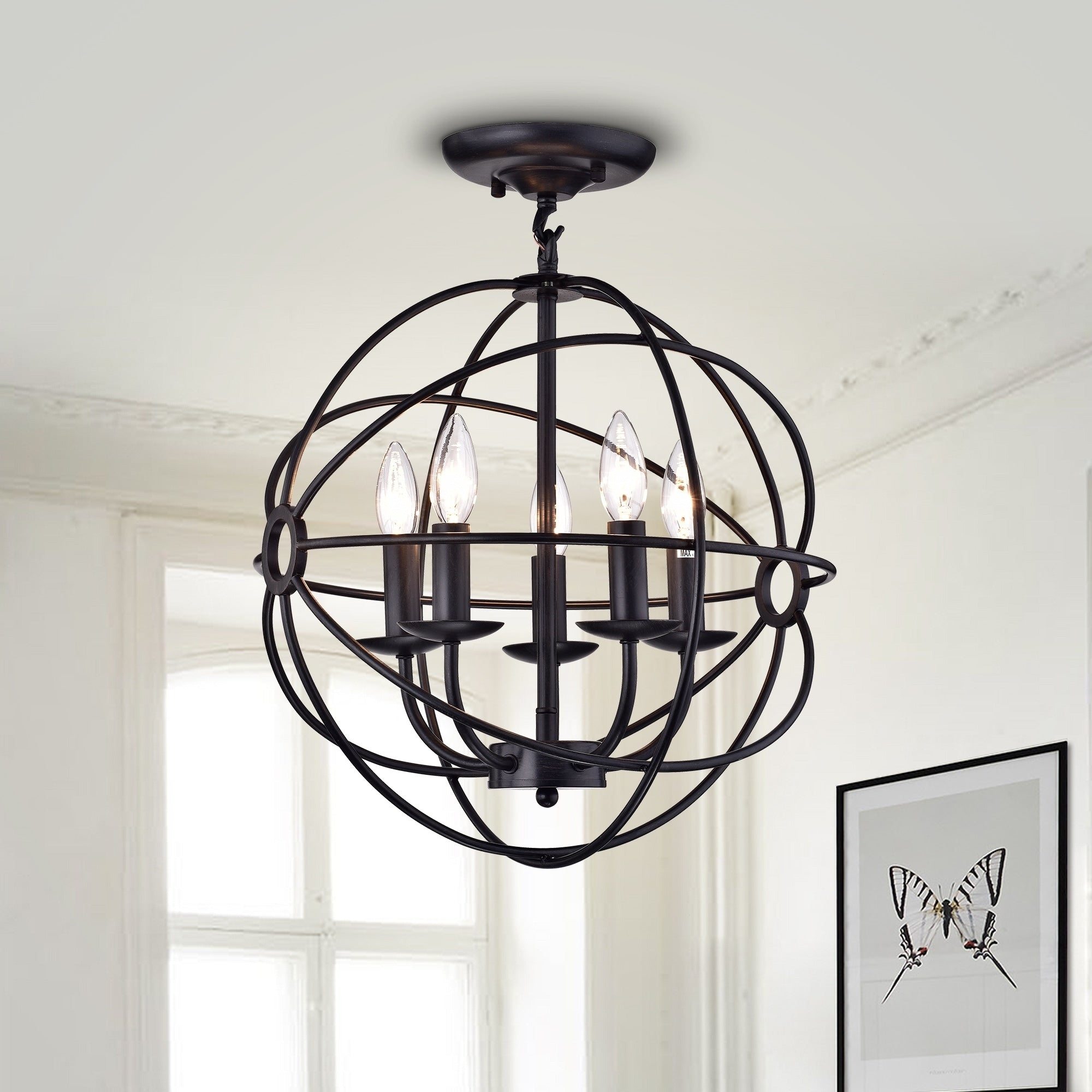 Parveen Black Metal 5 Light Chandelier