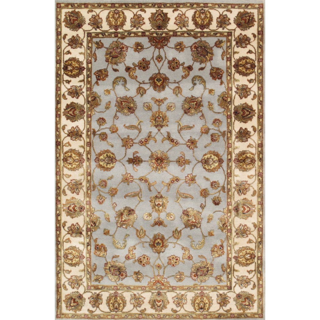 Pasargad Agra Pps 61 Hand Knotted Light Blue Ivory Silk And Wool Rug 4 X 6 4 X 6