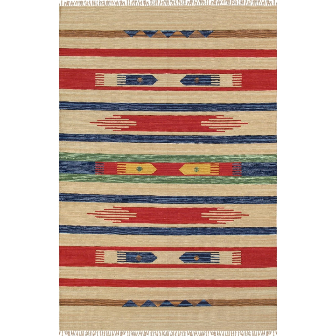 Reversible Anatolian Kilim Hand Woven Cotton Rug 5 X 8 Multi 5 X 8