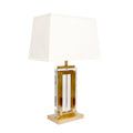 Pasargad Home Astoria Collection Metal Base Gold And Transparent Body Table Lamp With E27 Bulb And White Shade On Off Switch