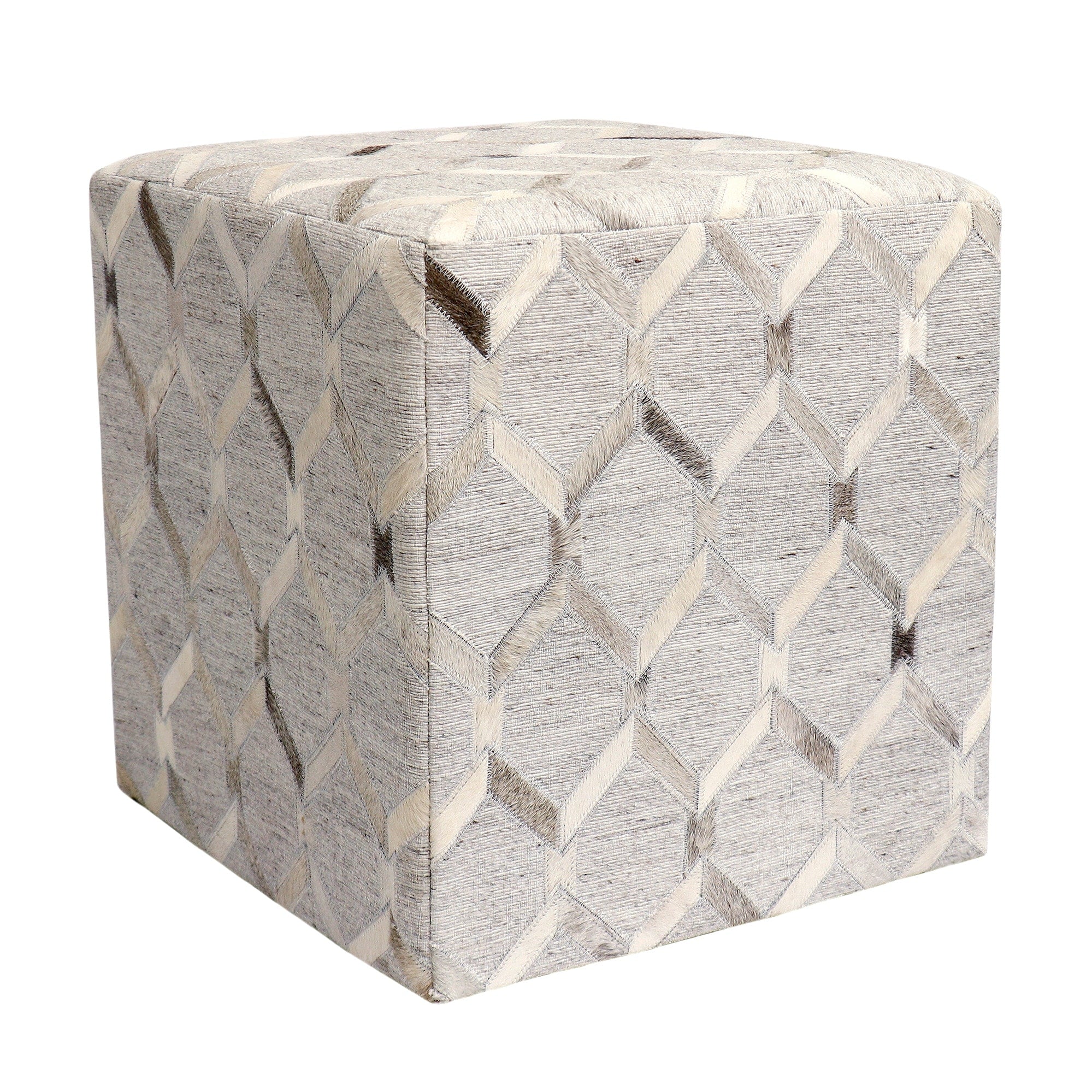 Pasargad Home Cowhide Square Pouf 18X18X18