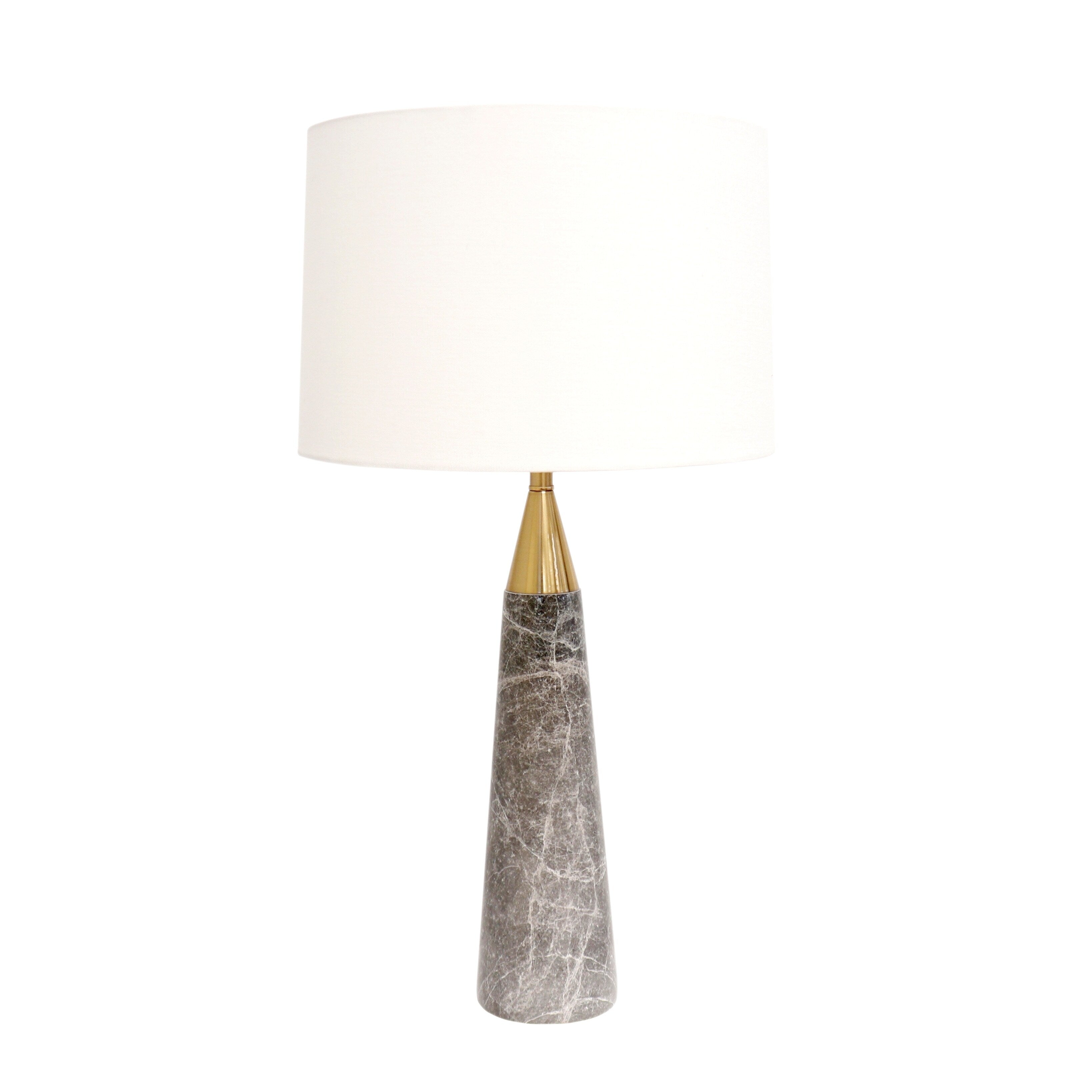 Pasargad Home Grey Marble Radiance Table Lamp White Shade With On Off Switch N A