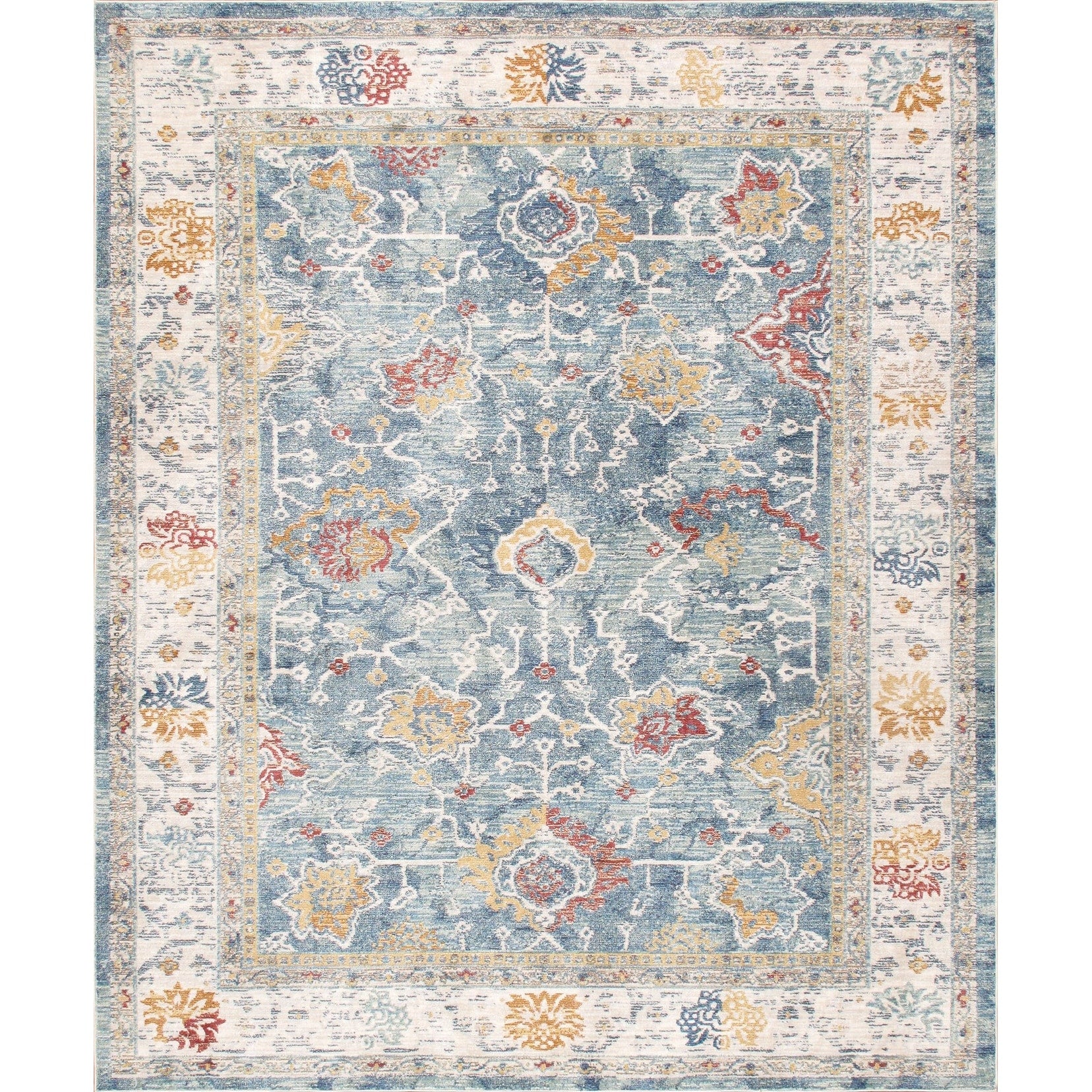 Pasargad Home Heritage Collection Power Loom L.Blue Beige Area Rug