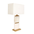 Pasargad Home Imperial Collection White Marble And Gold Metal Body Table Lamp With E27 Bulb And White Shade On Off Switch N A