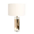 Pasargad Home Jupiter Glass Base Steel Body With White Shade Table Lamp On Off Switch N A