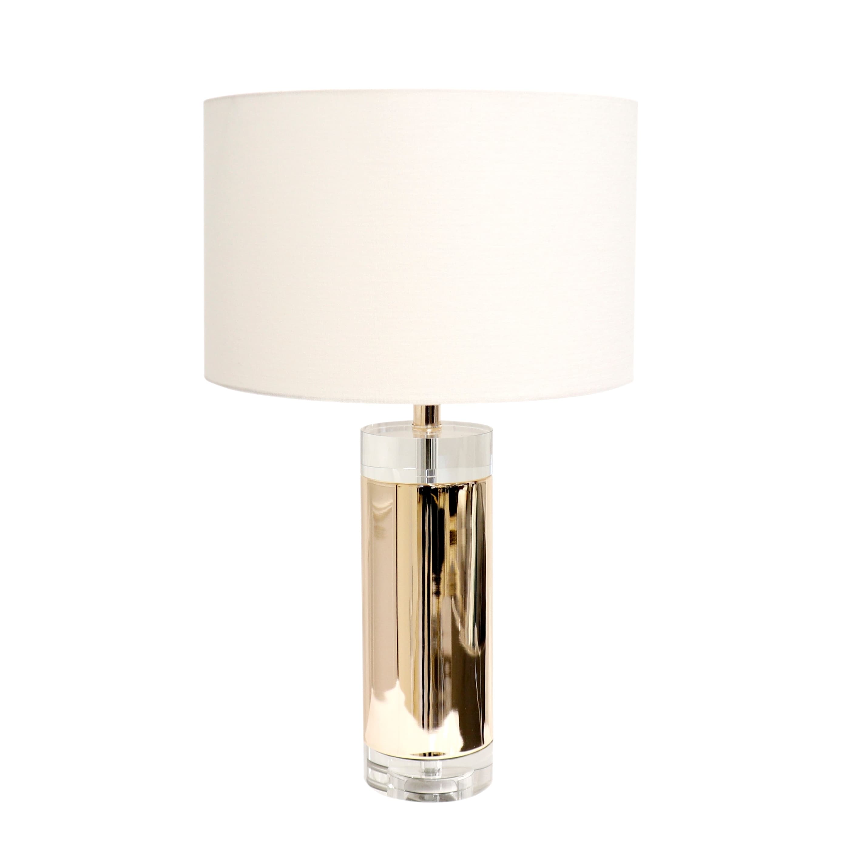 Pasargad Home Jupiter Glass Base Steel Body With White Shade Table Lamp On Off Switch N A
