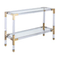Pasargad Home Lucen Glass Console Table With Gold Accents W47.24 Xd15.75 Xh29.92