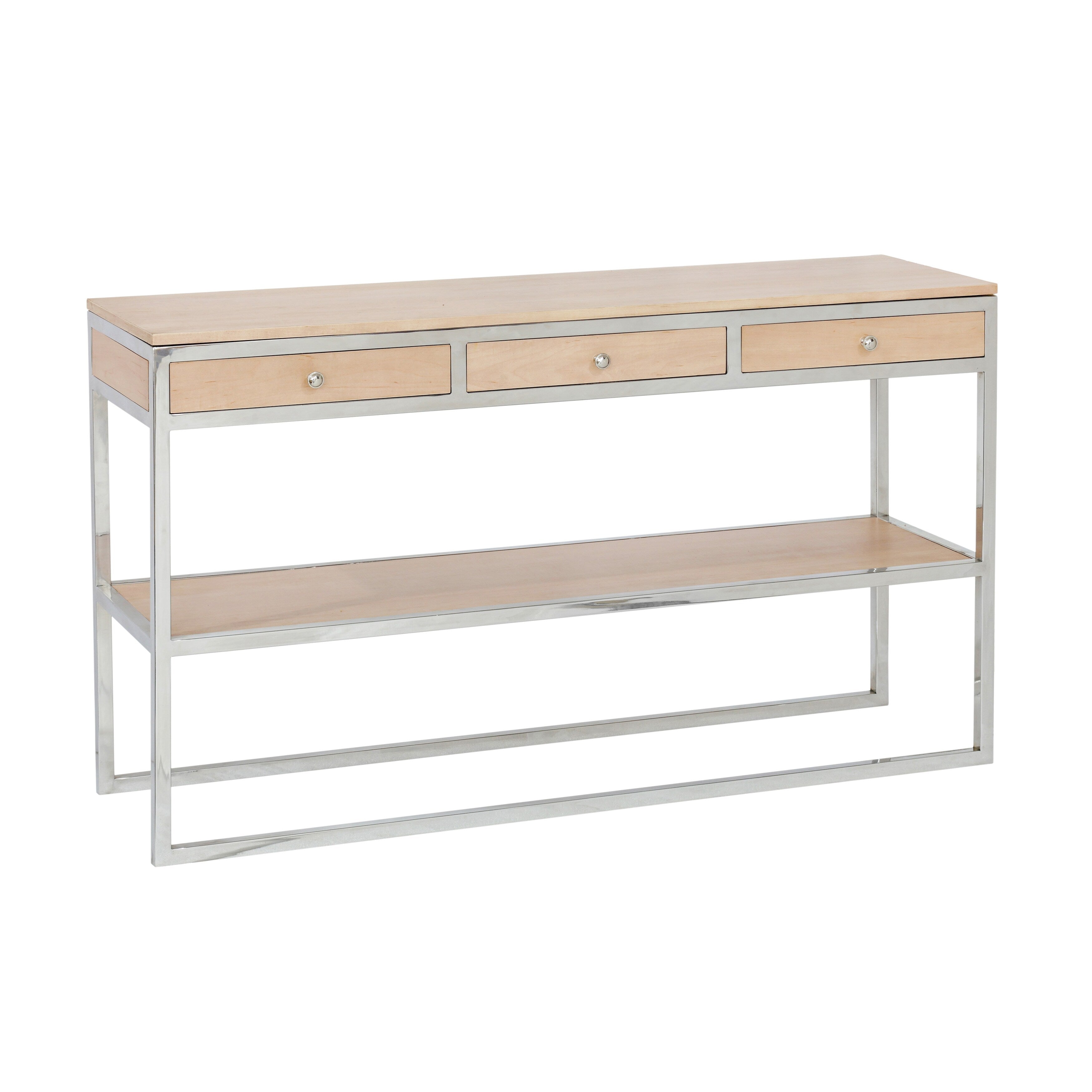 Pasargad Home Oren Cream Silver Console Table With 3 Drawers W55 X D15.75 X H32.5