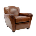Pasargad Home Palermo Collection Leather Wing Chair Brown W32.6 Xd33.8 Xh32.28